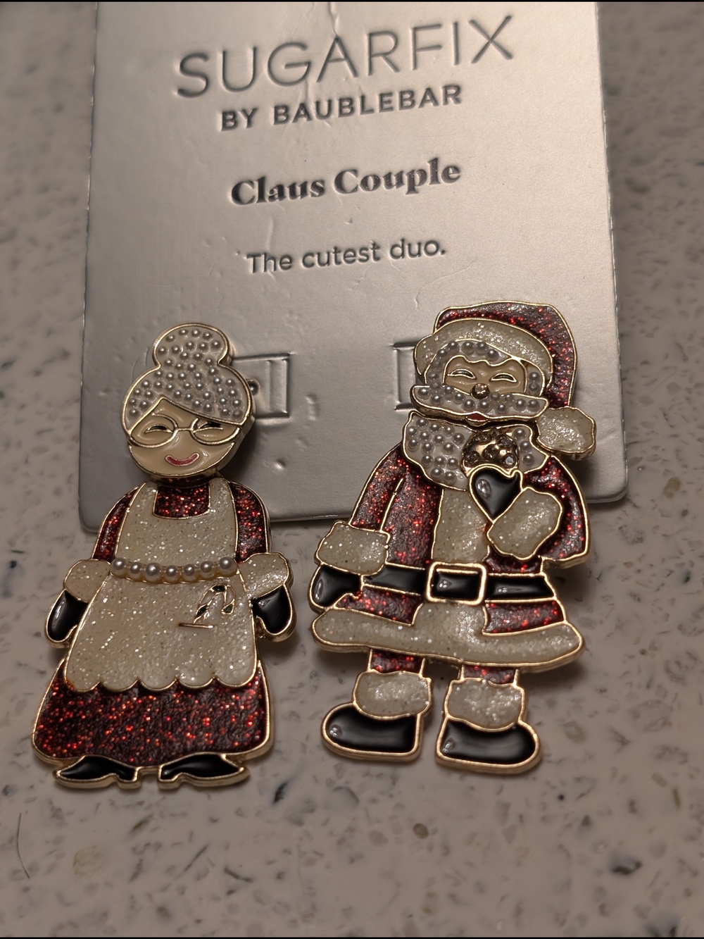SUGARFIX by BaubleBar Claus Couple Holiday Earrings -Pearl, Glitte